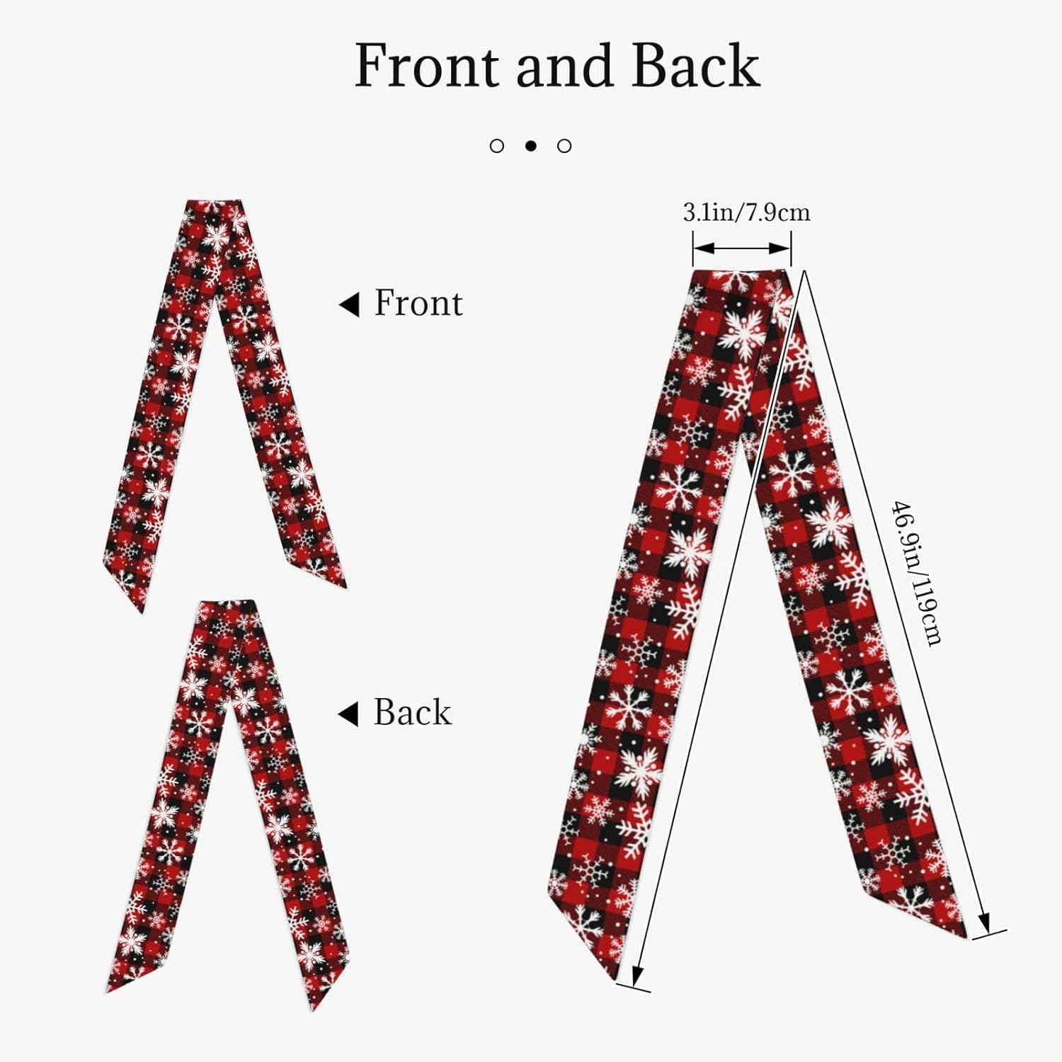 Christmas Plaid Snowflake Head Scarf Hair Neck Scarves for Women Xmas Holiady Purse Bag Scarf for Handbag Headscarf - Image 2