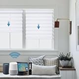 SmartWings Motorized Zebra Shades Work with HomeKit, Alexa, Google Home, 60% Blackout Light Filtering Day Night Sheer Blinds, Privacy Light Control, for Home/Office, Customized, White