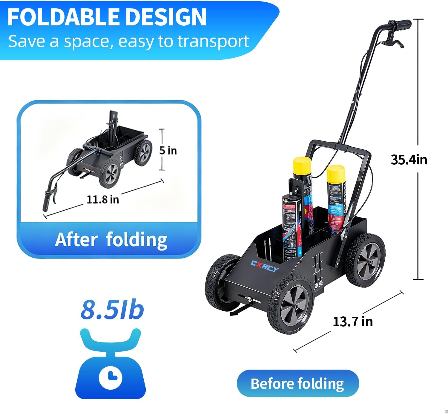 CXRCY High-Performance Parking Lot Striping Machine, Compatible with Inverted Marking Spray Paint, Striping Line Marking Machine for Fast and Accurate Marking, Line Striper