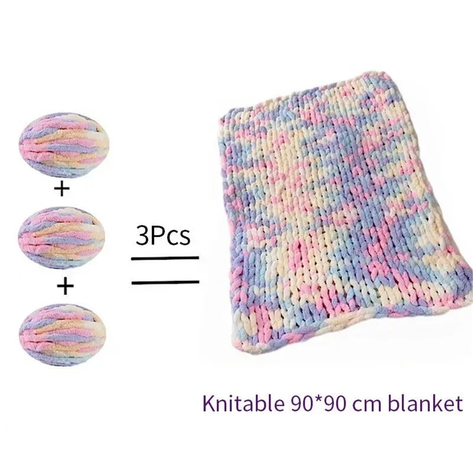 Lana Gruesa Para Crochet Set de 3 piezas de hilo grueso de chenilla como el terciopelo, ideal for tejer gorros, muñecas, guantes y mantas a bajo precio.(10 Black)