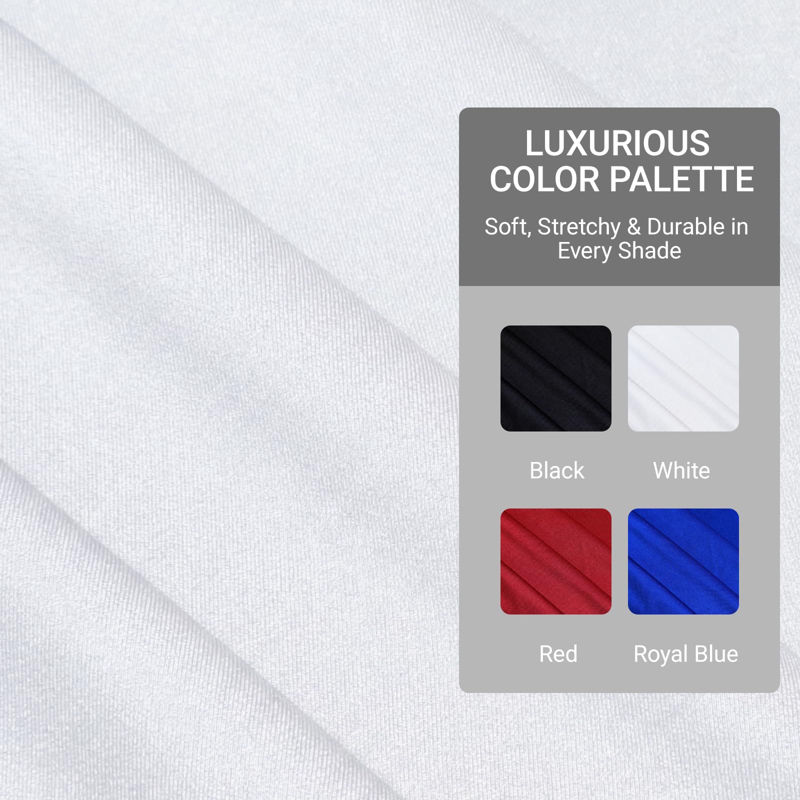 Q&J FABRIC CO. 59 Inches Nylon Spandex Fabric 82% Nylon, 18% Spandex, 5.90 oz/yd², Shiny Swimsuit Fabric, 4-Way Stretch Swimsuit Material, for Sports, Dance, Yoga(White, 1 Yard) — view 7