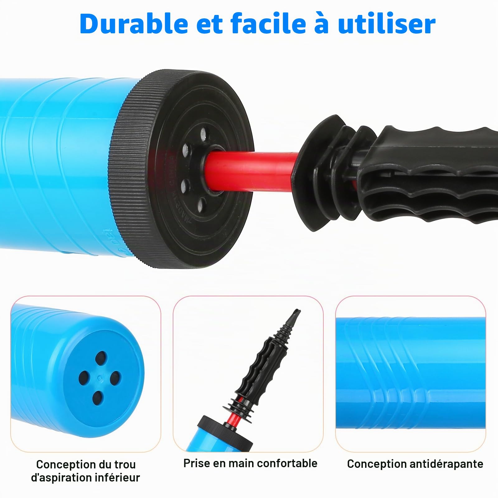 Amentalove Lot 2 Pompes à Ballons Manuelles – Avec Nœud Et Outils D'attache, Rose, 30 Cm, Pour Latex Et Aluminium