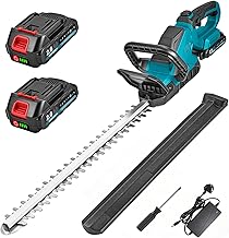 Yofidra Cordless Hedge Trimmer, 20" Dual-Action Electric Hedge Cutter with 2 * 2.0Ah Battery, 18mm Cutting Diameter, 360° Rotating Handle, Lightweight Hedge Trimmer with Charger & Safety Cover