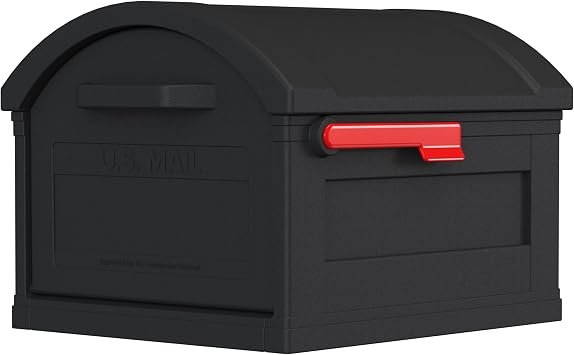 Architectural Mailboxes Grand HavenTM T4, USPS Approved Next Generation Rust-Proof Plastic Post Mounted Mail Box for Outside, Black, XL Extra Large Curbside Mailbox with Magnetic Latch