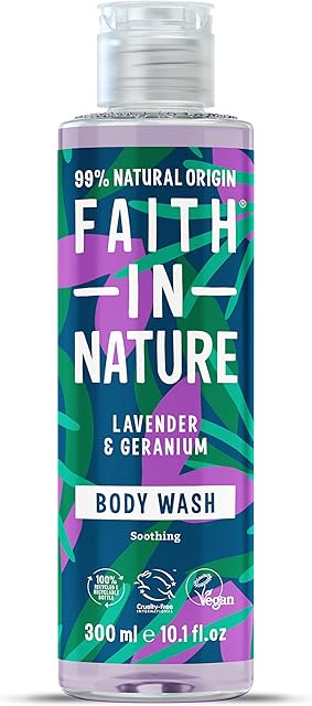 Faith In Nature 300 ml Natural Lavender and Geranium Body Wash, Nourishing, Vegan and Cruelty Free, No SLS or Parabens