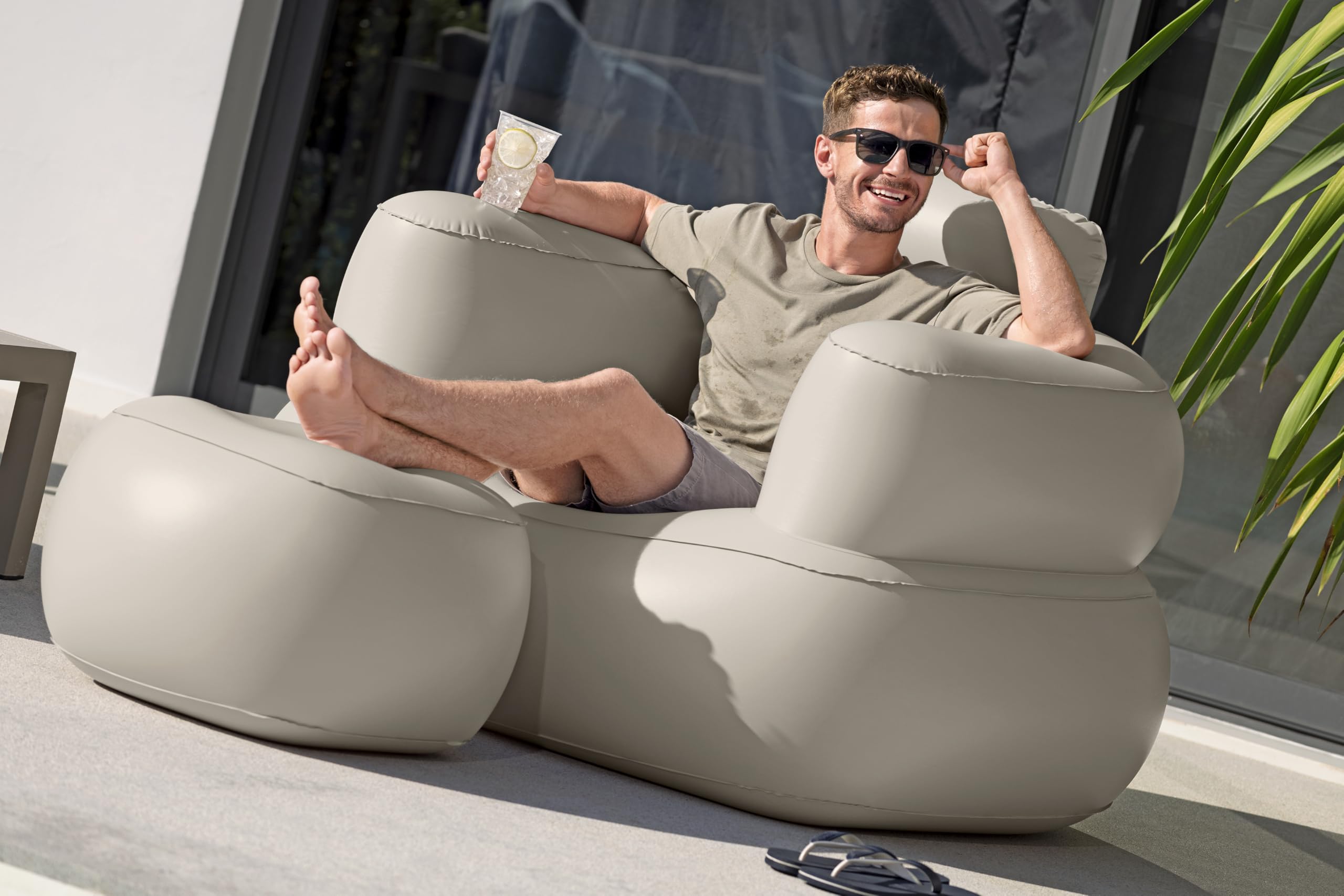 Bestway Fauteuil conflable Comfi Cube - 107 cm x 99 cm x 80 cm - Vert - Gris