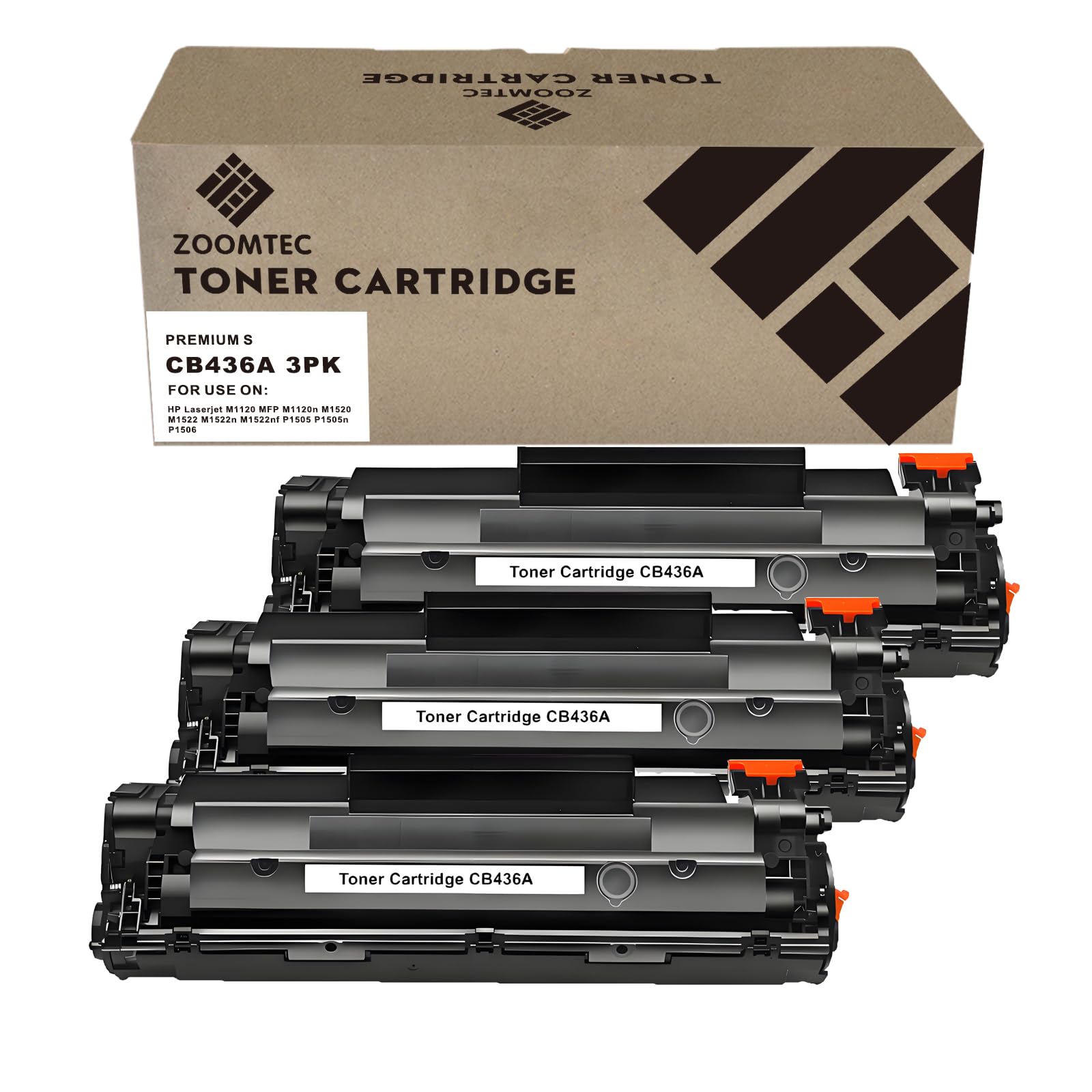 Compatible pour HP CB436A 36A Cartouche de Toner pour Imprimante HP LaserJet M1520 P1505 P1505n P1506 M1120 MFP M1120n MFP M1522 MFP M1522n MFP M1522nf MFP (3 x Noir)