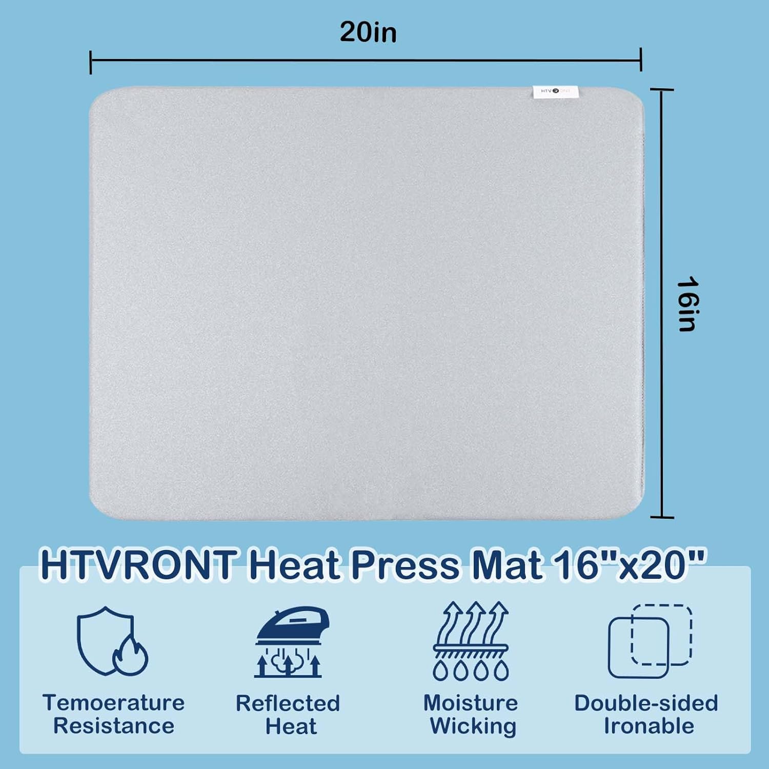 HTVRONT Heat Press Mat - Heat Press Pad 16"x20" for Craft Vinyl Ironing Insulation Transfer, Double Sides Applicable Heat Mat for Heat Press Machines