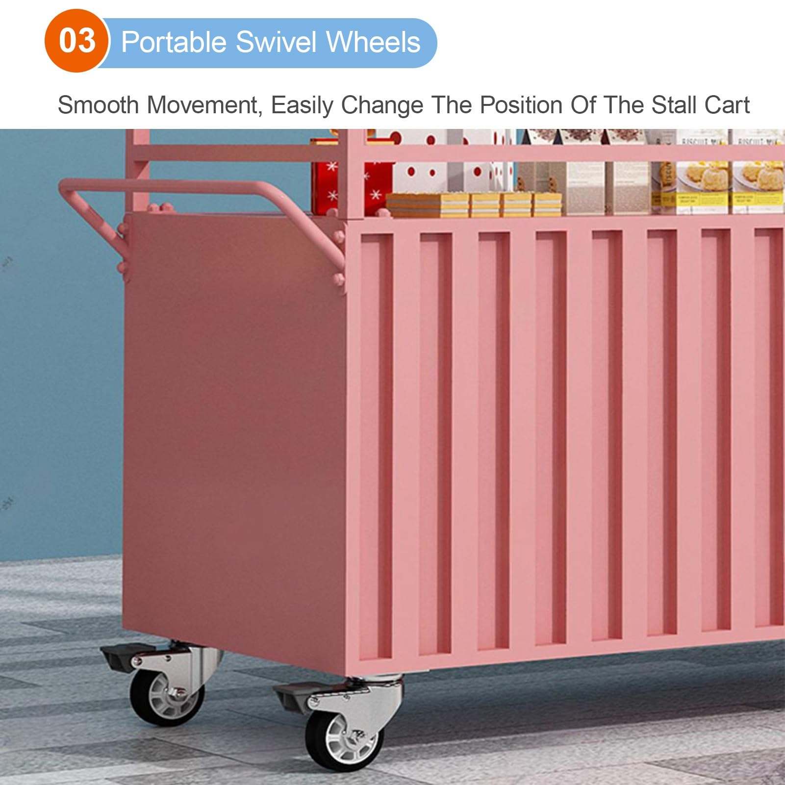 Generico Carrello Portatile da Esterno per venditori ambulanti con tettoia, Ruote e Contenitore portaoggetti - Carrello Ideale per venditori ambulanti, mercati, Eventi e Festival, Arancione, 100x200