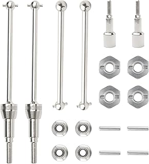 GDOOL 90205 & 90206 Metal Front Universal Drive Shafts & 90207 Metal Rear Wheel Shafts Spare Parts for 1:12 Bruhless Brushed 901A 903A 905A HM124 RC Car Trucks