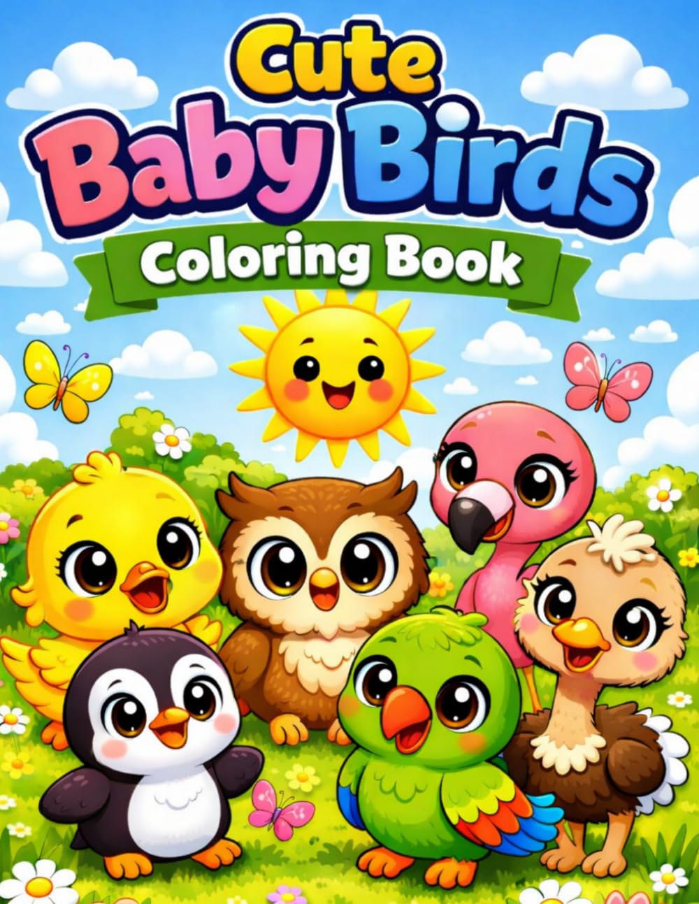 Cute Baby Birds Coloring Book: Cute Baby Birds Coloring Book for Kids Ages 3–8