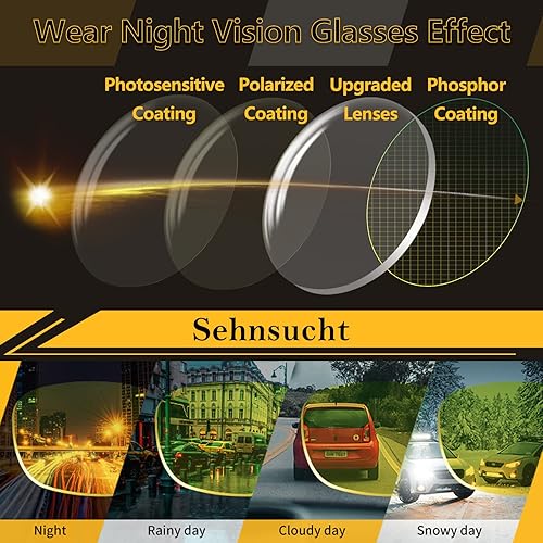 Miniatura 5 de Sehnsucht Gafas de conducción nocturna gafas clásicas de visión nocturna para hombres y mujeres gafas antideslumbrantes para reducir la luz nocturna