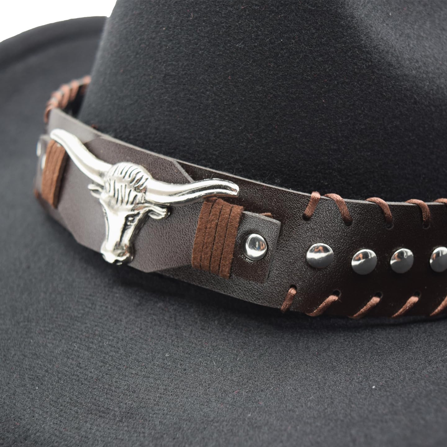 Unisex Western Cowboy Hat Fur Felt Cowgirl Hats Wide Brim with Belt Buckle - Image 6