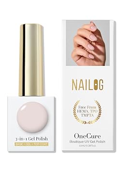 NAILOG 1-Step Gel Nail Polish, No Base/Top Coat Soak-Off, Petal Veil