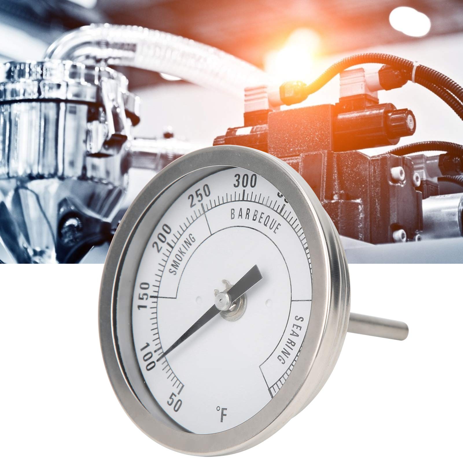 Jeanoko Termometro a puntatore regolabile NPT da 7,6 cm in acciaio inox da 1,27 cm, per barbecue, grill, forno, 287,8 °C, indicatore di temperatura per affumicatore, termometro per griglia, indicatore