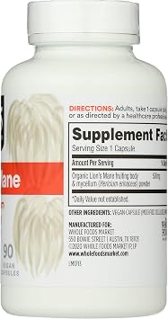 365 by Whole Foods Market, Lion's Mane Mushroom 500mcg, Vegan, 90 Count