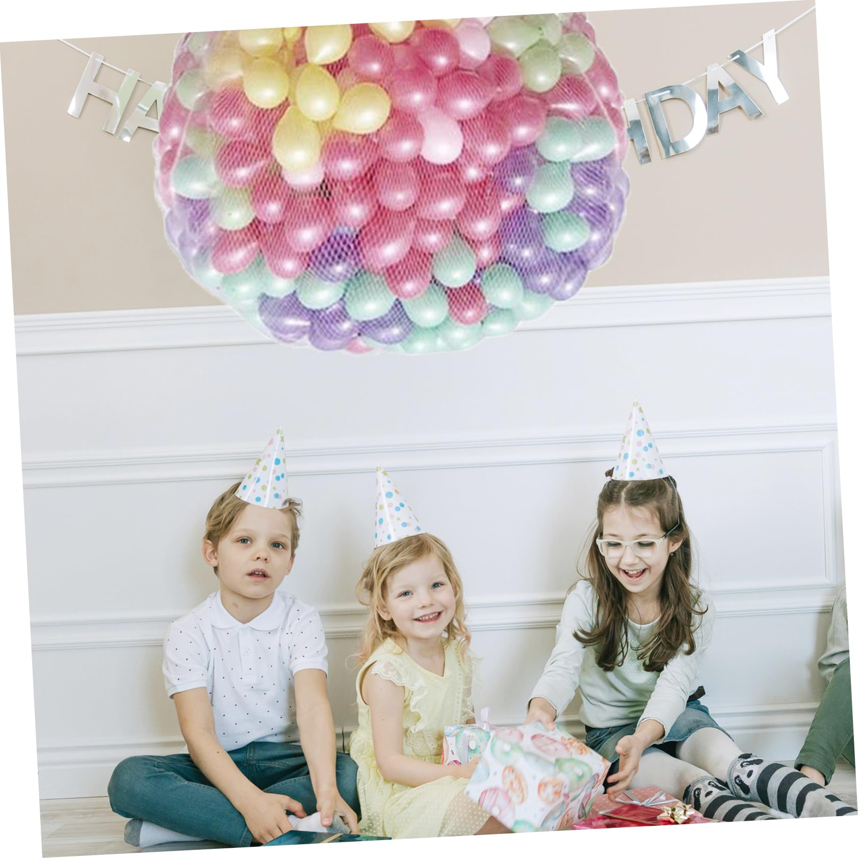 Rete per Rilascio Palloncini Grande 500 Pezzi in Plastico Bianco