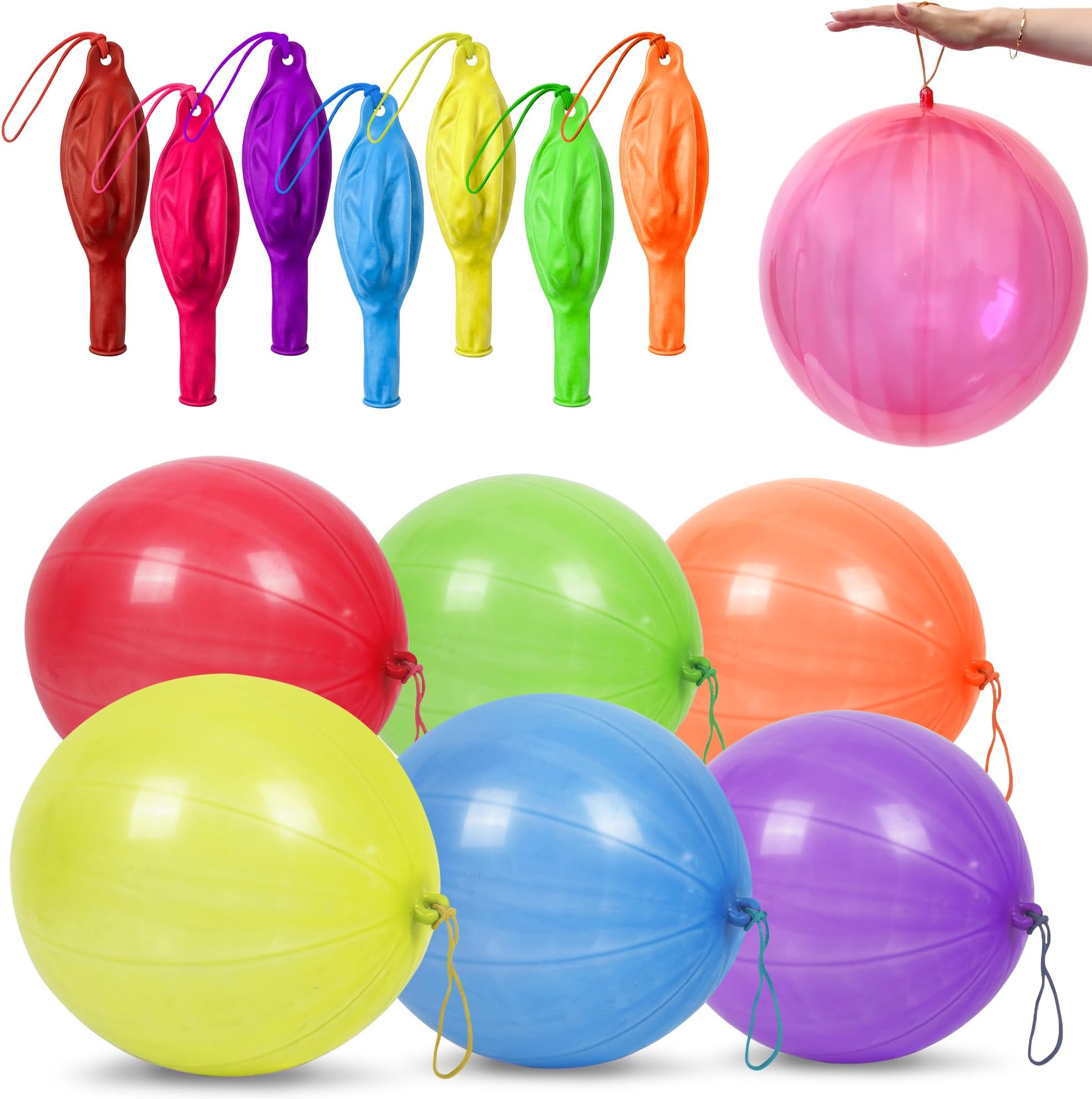 Giraffe 35 Pack 18" Large Thick Latex Neon Rubber Punch Balloons for Kids | Ballons Rubber Band Handle Bulk - Punching Balloons Party Favors - Stocking Stuffers for Kids