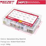 240PCS Grade 8.8 M5 M6 M8 Flanged Bolts and Nuts Kit, Metric Flanged Hex Screws Nuts Includes 14 Most Common Sizes