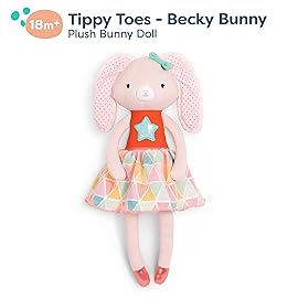 B. toys - 15-Inch Plush Bunny - Soft Stuffed Animal for Baby, Toddler, - Orange & Pastel Outfit - Washable Rabbit - Tippy Toes - Becky Bunny - 0+ Months