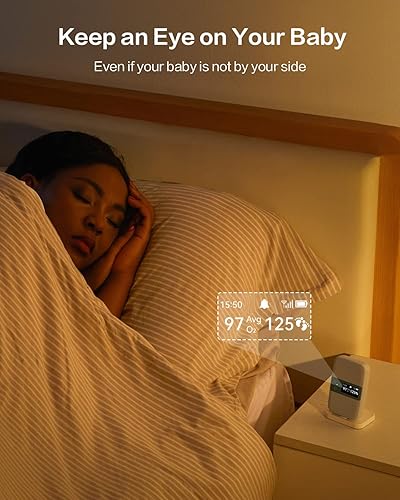 Miniatura 8 de Monitor de sueño para bebé con estación base, monitor de pie inteligente con informe de aplicación gratuito, rastrea la frecuencia cardíaca, el