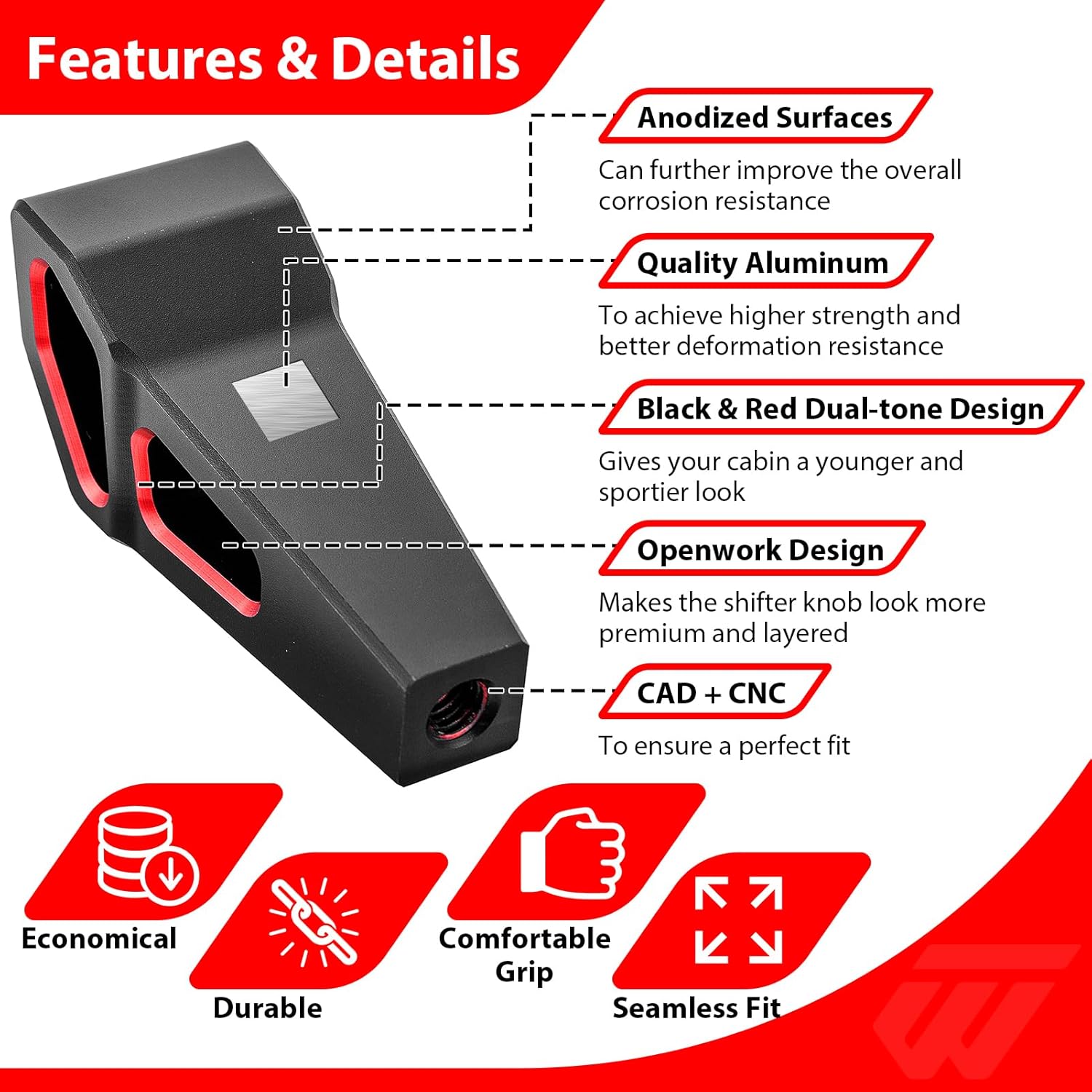 WeiSen UTV X3 Shifter Knob, 6061 Aluminum Shift Knob Gear Grip Lightweight Compatible with Can Am Maverick X3 /Max 2017-2025