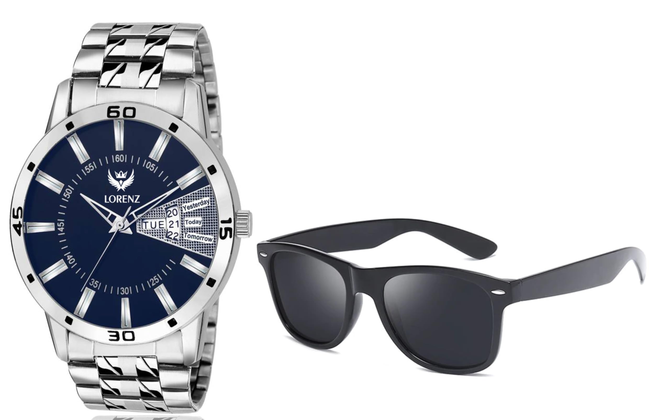 LORENZ CM-1065MR-VAR Combo of Blue Dial Day & Date Analogue Watch and Mercury Sungalsses for Men (B0BVG6BHYN) Amazon Price History, Amazon Price Tracker