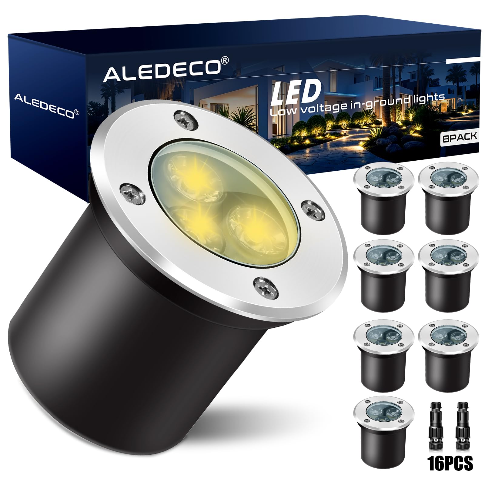 ALEDECO 8 Pack Low Voltage Landscape Lights