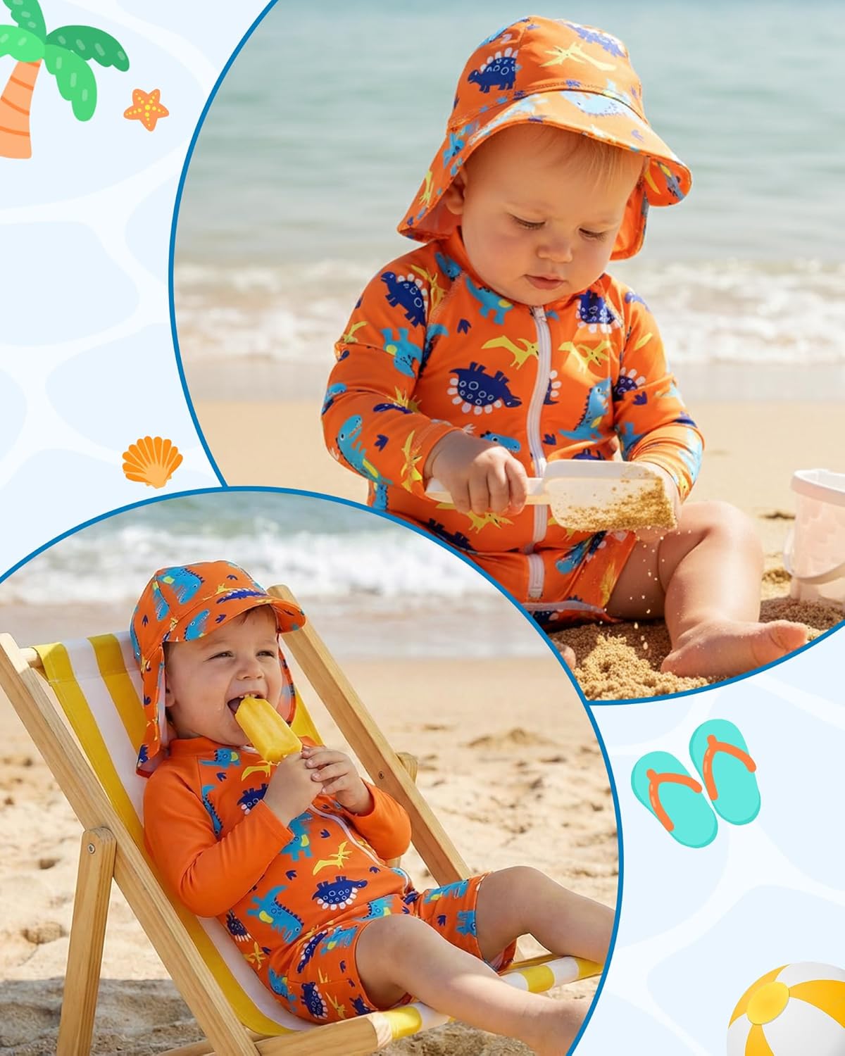 Baby Boy Girl Swimsuit Rash Guard Swimwear Zipper Toddler One Piece Bathing Suit Unisex Sun Protection Sunsuit