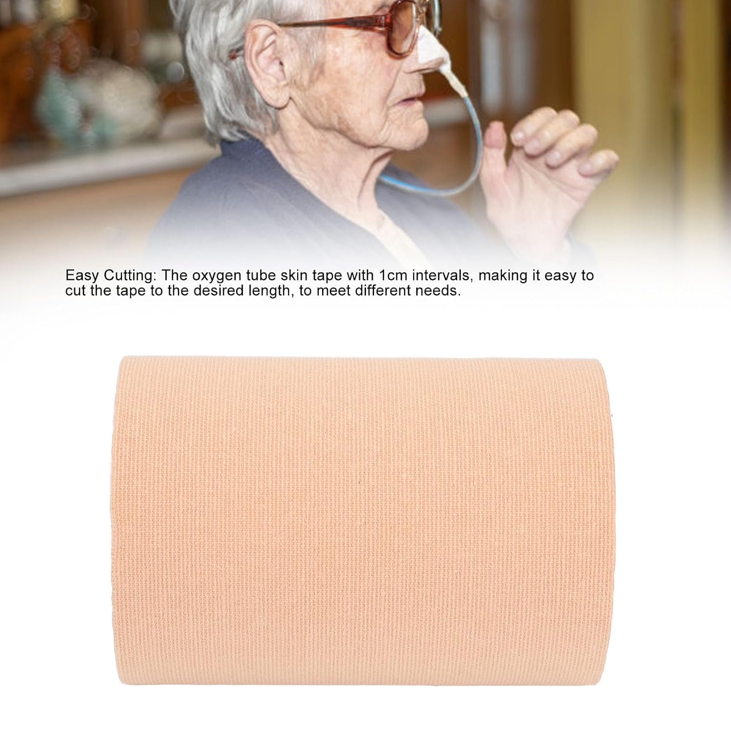 Nasal Cannula Face Tape, Elasticity Oxygen Tube Skin Tapes, to Cut with Strong Adhesive, Breathable and Comfortable for Nasal Tube, Sports Bandages, and Skin Fixation (10cm*5m)