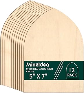 12 Pack Unfinished Gothic Arch Wood Plaque, 5” x 7” Basswood Shield Plaque Unfinished Wooden Arch Crafts DIY Gothic Wood Surface for Woodburning DIY Project Crafts
