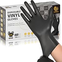 SWIFTLITE Black Vinyl Disposable Gloves, Food Grade Latex-Free Powder-Free for Cooking, Cleaning & Food Prep - 100/200 Ct