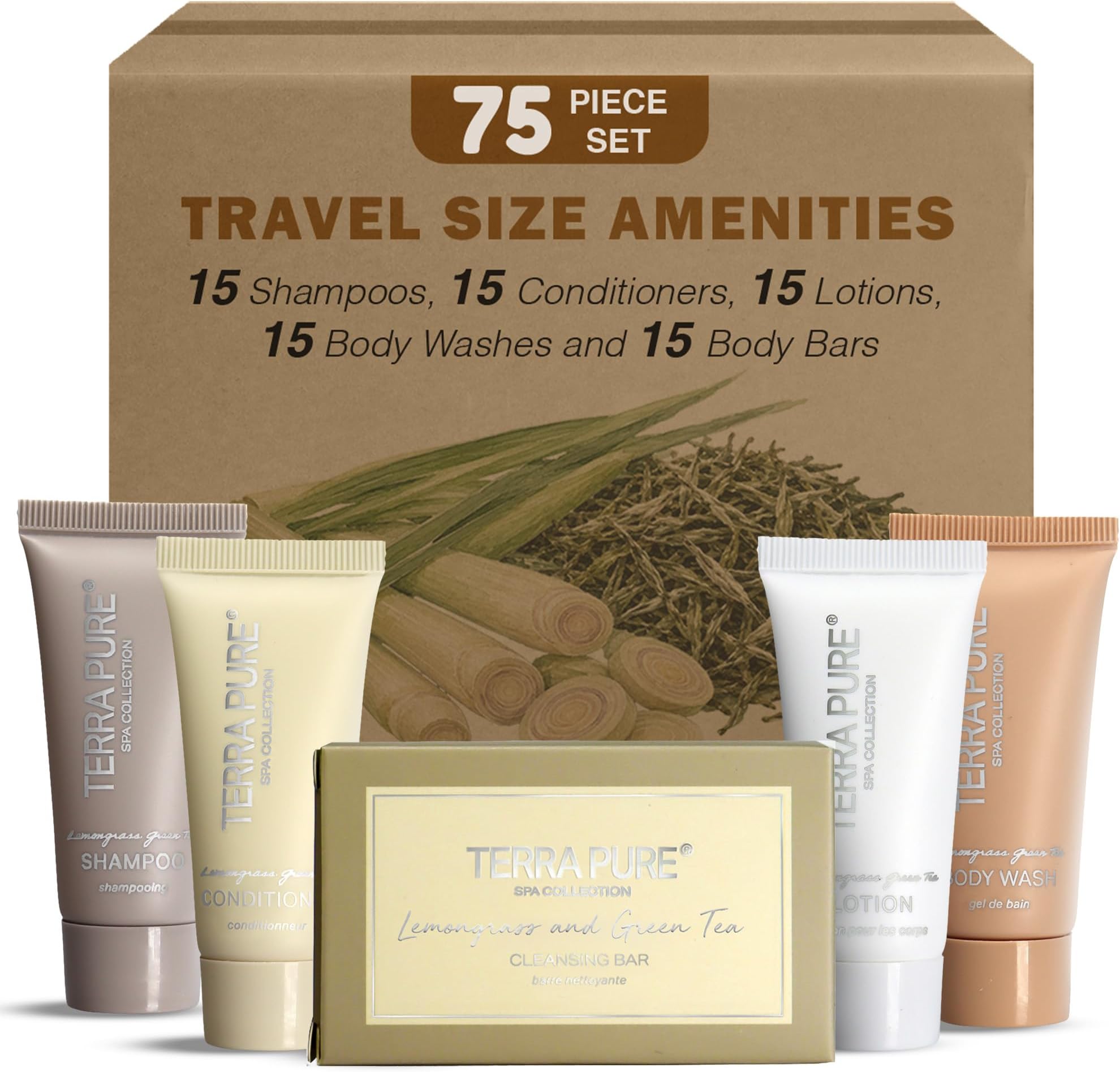 Terra Pure Spa Collection Hotel Toiletry Set,75-Piece Shampoo & conditioner