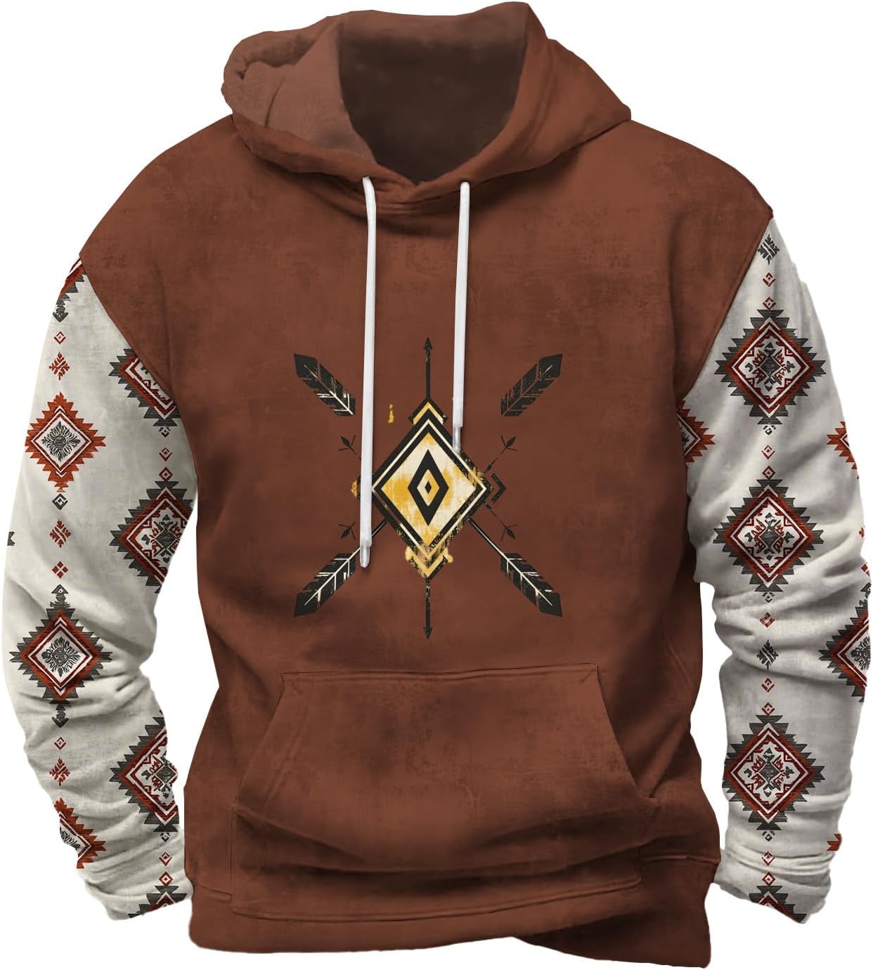 Classic Drawstring Hoodie for Men Classic Hooded Neck Long Floral Printed Sleeve Street Style Fall Sweatshirt with Kangaroo Pocket for Everydaywear