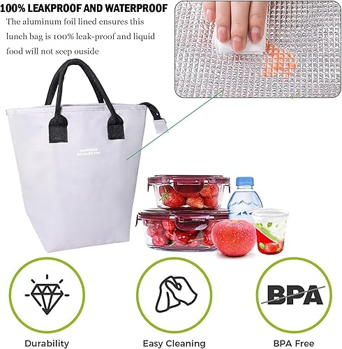 Miniatura 3 de Taysis Large Insulated Lunch Bag for Women Men, Adults Reusable Simple Bento Lunch Bag Lunch Container Lunch Tote Bag for Lunch Box for Picnic Work