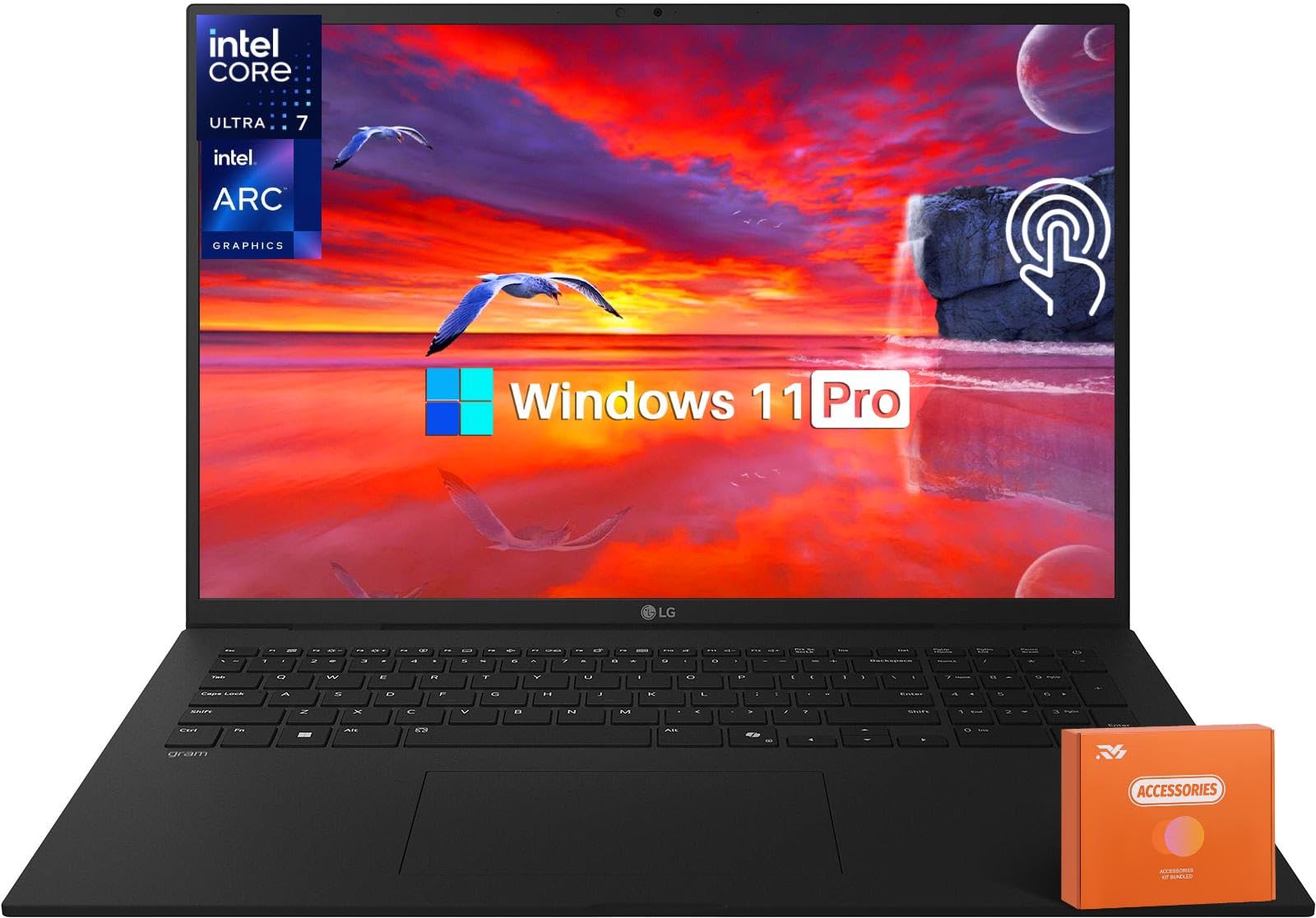 2025 Gram 17 Ultra-Light Business Laptop - 17" 2560x1600 Touchscreen, Intel Ultra 7 258V, 32 GB RAM, 8 TB SSD, Intel Arc Graphics, Thunderbolt 4, Wi-Fi 7, Backlit, Copilot+, Dolby Atmos, Win11 Pro