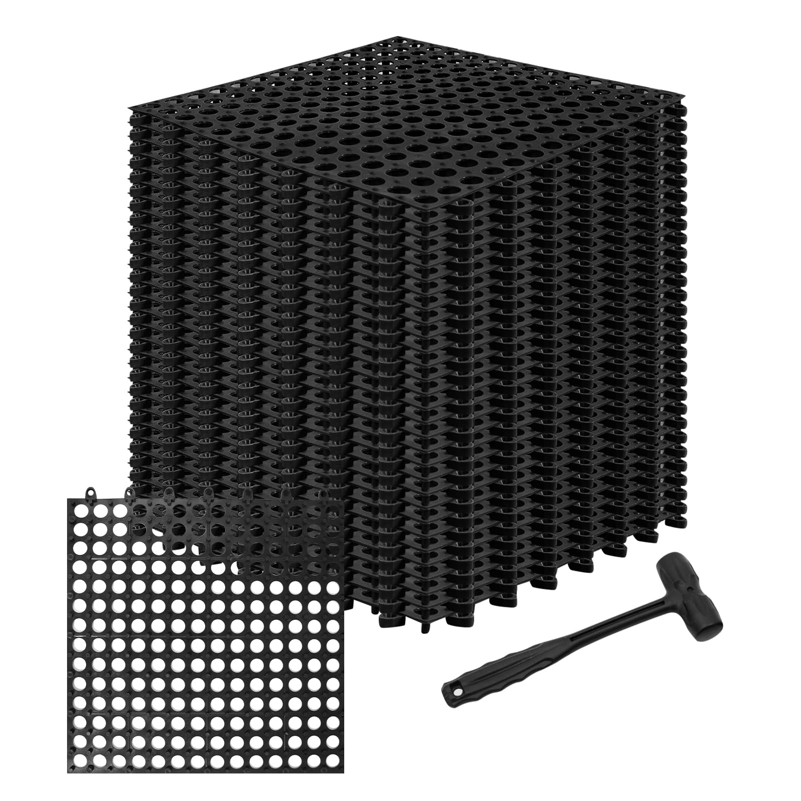 View 1 of 24 Pack Garage Floor Tiles, 12x12 Inch Interlocking Drainage Tiles Non-Slip