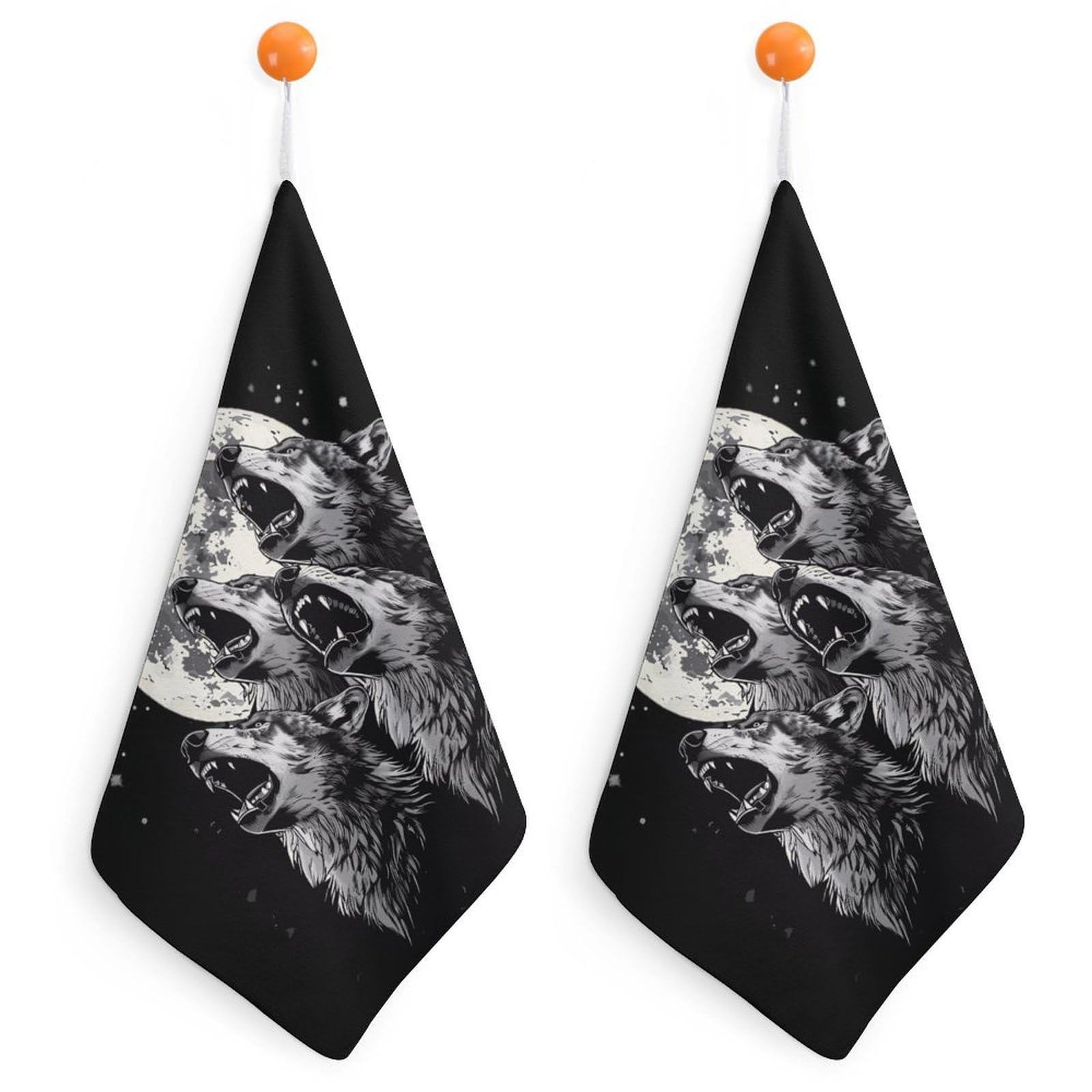 TXFBTRFSA Howling At The Moon Wolves Wolf Hand Towels with Hanging Loop Kitchen Towel Handkerchiefs Cleaning Cloths