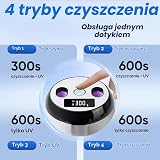 MySmile MS208 Ultradźw. Czyścik do Retainerów z UV i Cyfrowym Timerem | 42–48 kHz, 4 Lampy UV, 4 Tryby, 200 ml, Okno Pod