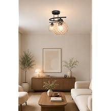 Fuji Modern Kabartma Caml  Dekoratif 2'li Siyah Avize Salon Yatak Odas  Mutfak Koridor [Enerji S n f  A++]