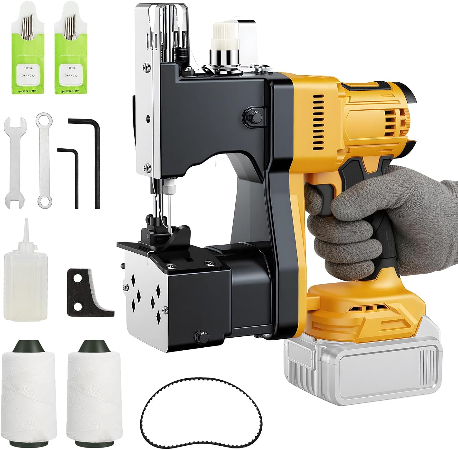 Cordless Bag Sewing Machine Compatible with Dewalt 20V Max Battery, Auto Heavy-duty Bag Closing Machine, Portable Industrial Bag Sewer for Sack Woven Bag Kraft Paper Bag Sealing, Tool Only