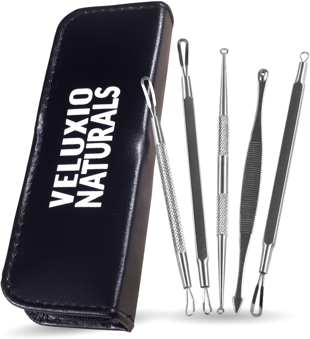 Veluxio Naturals Best Blackhead Remover and Comedone Extractor Tool Kit
