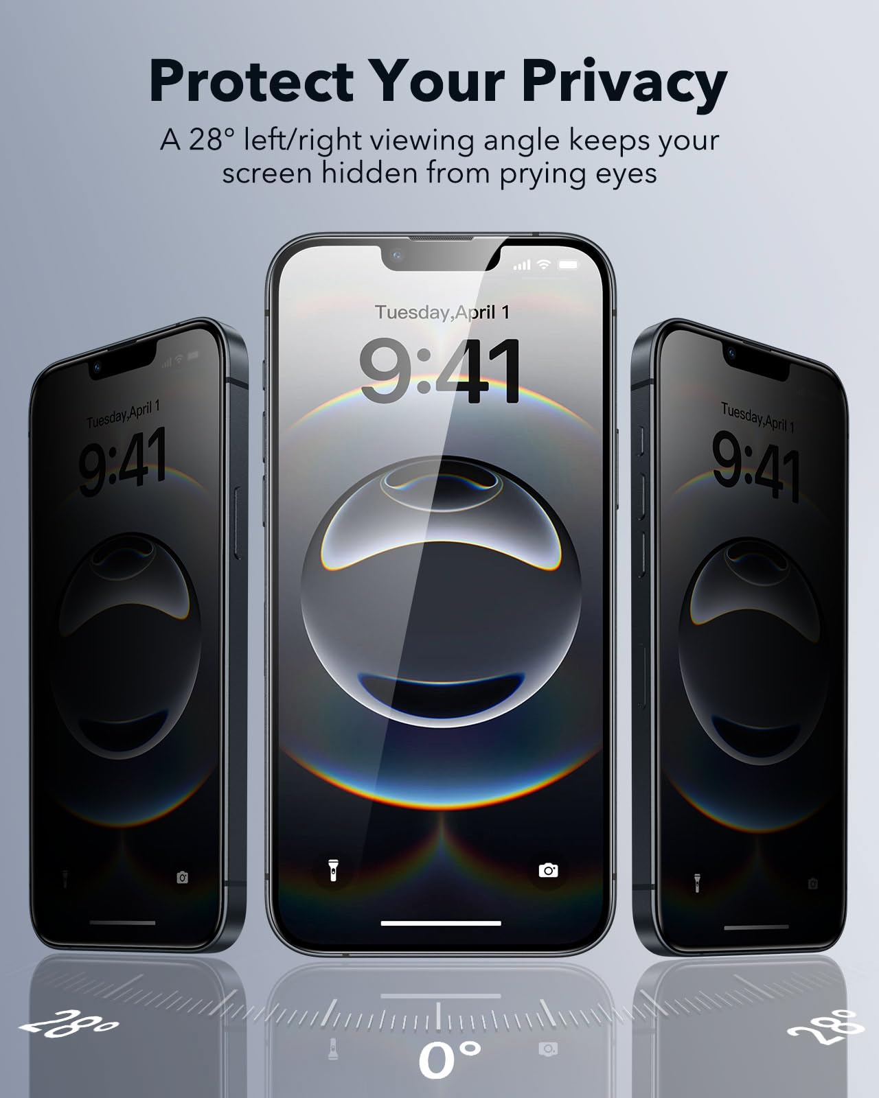 ESR Privacy Pellicola per iPhone 16e/ iPhone 14/ iPhone 13 Pro/iPhone 13, Protezione di livello militare, Durezza 9H, Vetro temperato antispia con supporto UltraFit, 3 Pezzi