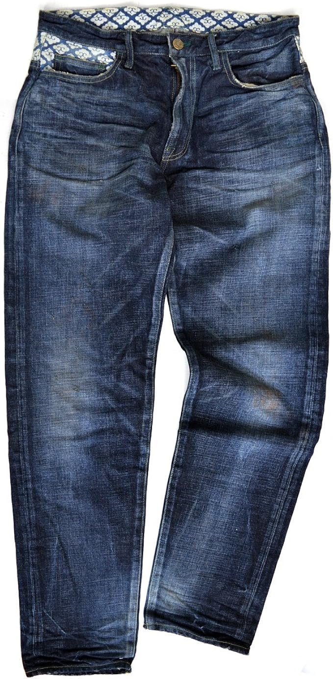 Amazon クラ 備中倉敷工房 倉 雲柄リメイク5ポケットデニムパンツ 和柄 和風 加工 ジーンズ ジーンズ 通販