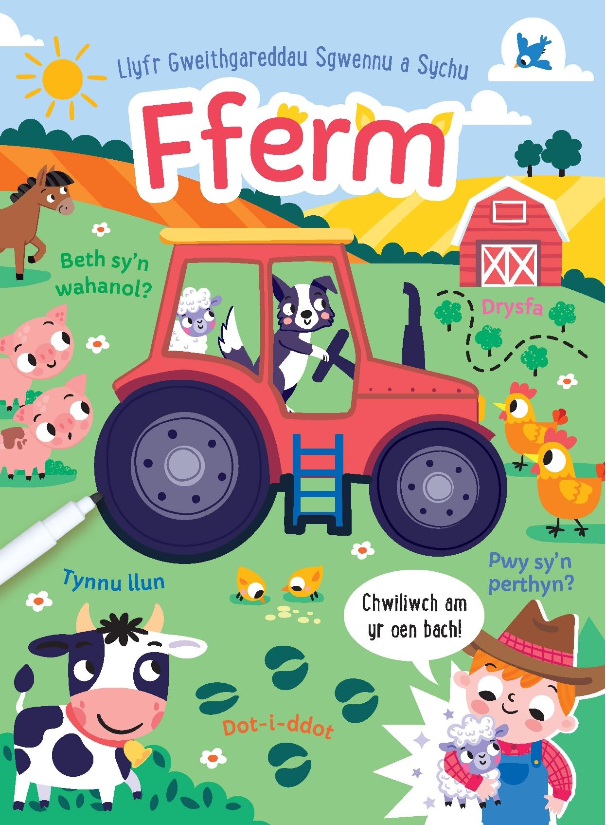 Llyfr Gweithgareddau Sgwennu a Sychu: Fferm