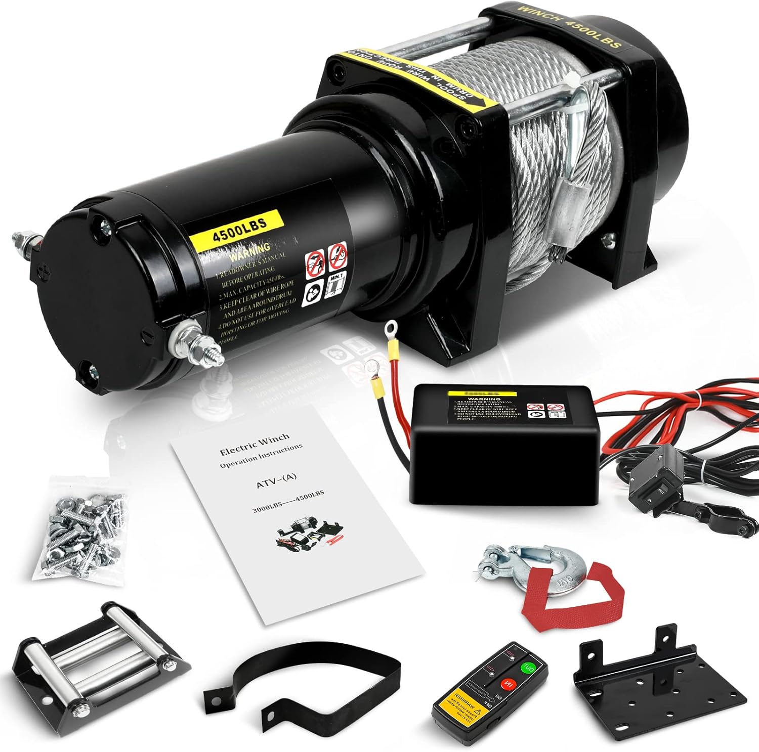 TYT 12V Electric 4500 Lb ATV/UTV Winch Kit, Off-Road Waterproof Steel Cable Winch For Towing UTV/ATV Trailer Car, Complete Winch Kit With 2 Wireless Remote And Wired Handle In | Whizz - Foto 7