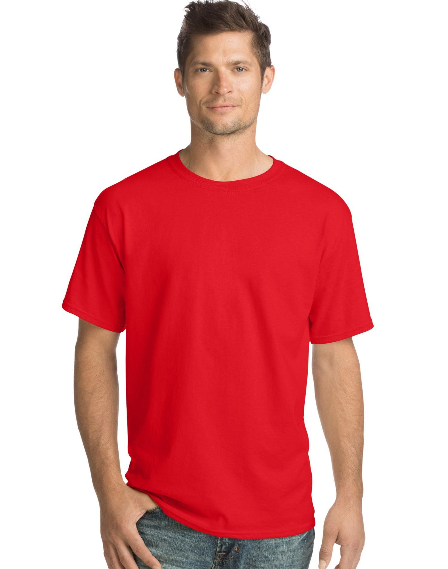 Hanes Mens Essentials Short Sleeve T-Shirt, 5XL, Athletic Red 