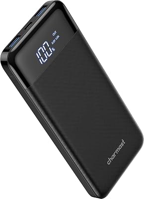 Power Bank 10400mAh, USB C Caricabatterie Portatile con LED Digitale Display Batteria Esterna Portatile con 2 ingressi e 3 uscite da 5V/3A per Huawei Xiaomi Smartphone.(Nero)