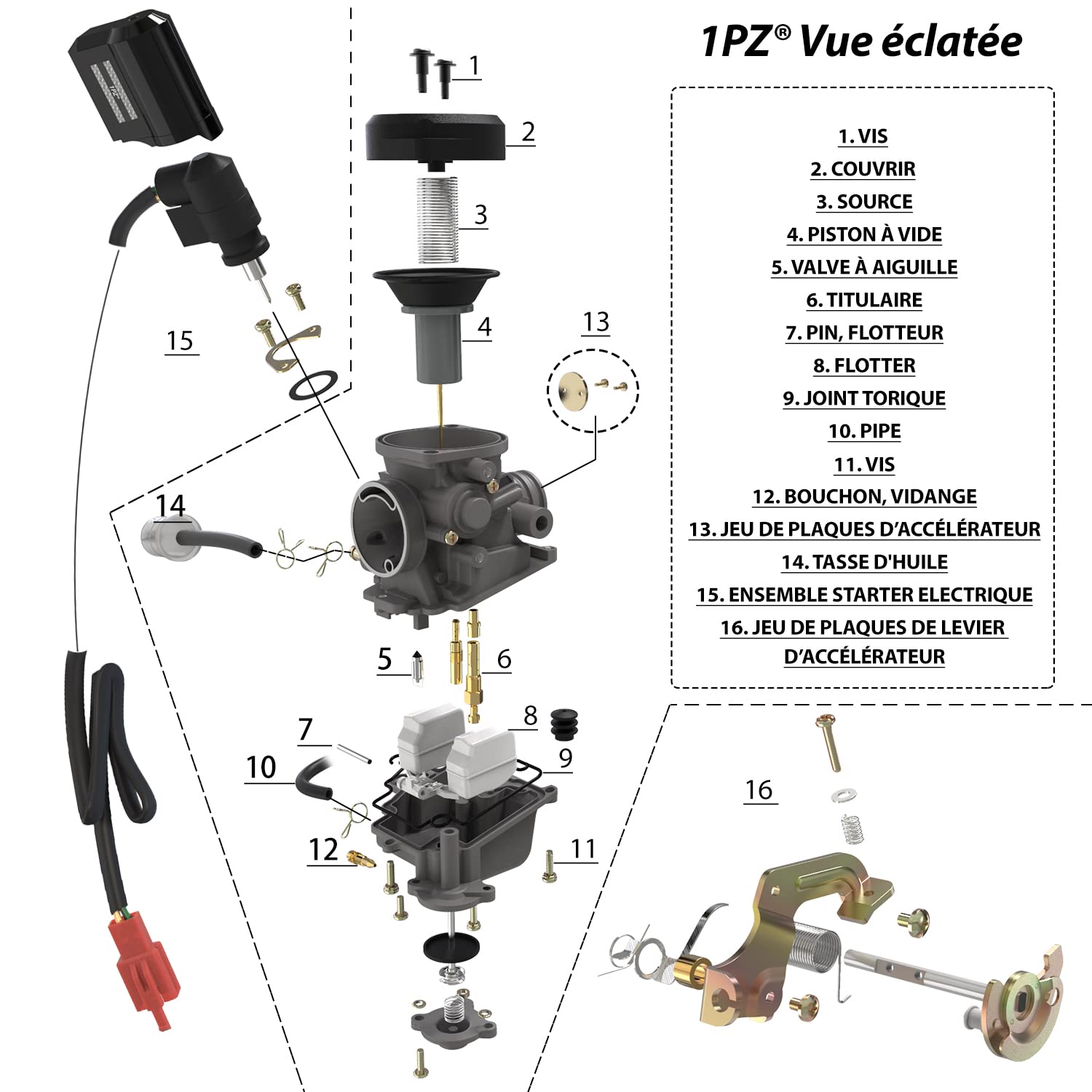 1PZ F6C-CA8 PD18 Carburetor 18mm Replacement for GY6 4 Stroke
