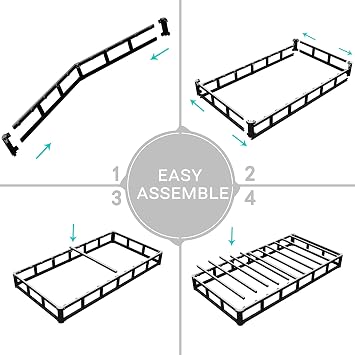 Vaciwe Box Springs Twin 4 Inch Mattress Foundation with Fabric Cover | Heavy Duty Metal, Easy Clean Cover, 3000lbs Weight Capacity, Non-Slip, No Noise, Easy Assembly